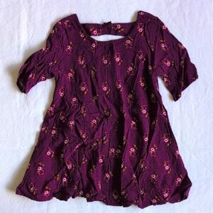 old navy purple floral lightweight rayon swing dress 18-24 months baby girl
